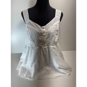 Torrid Women’s Y2K Top Sz 2 (2X) 18-20 Peplum Tank White Eyelet Trim Ruched Back